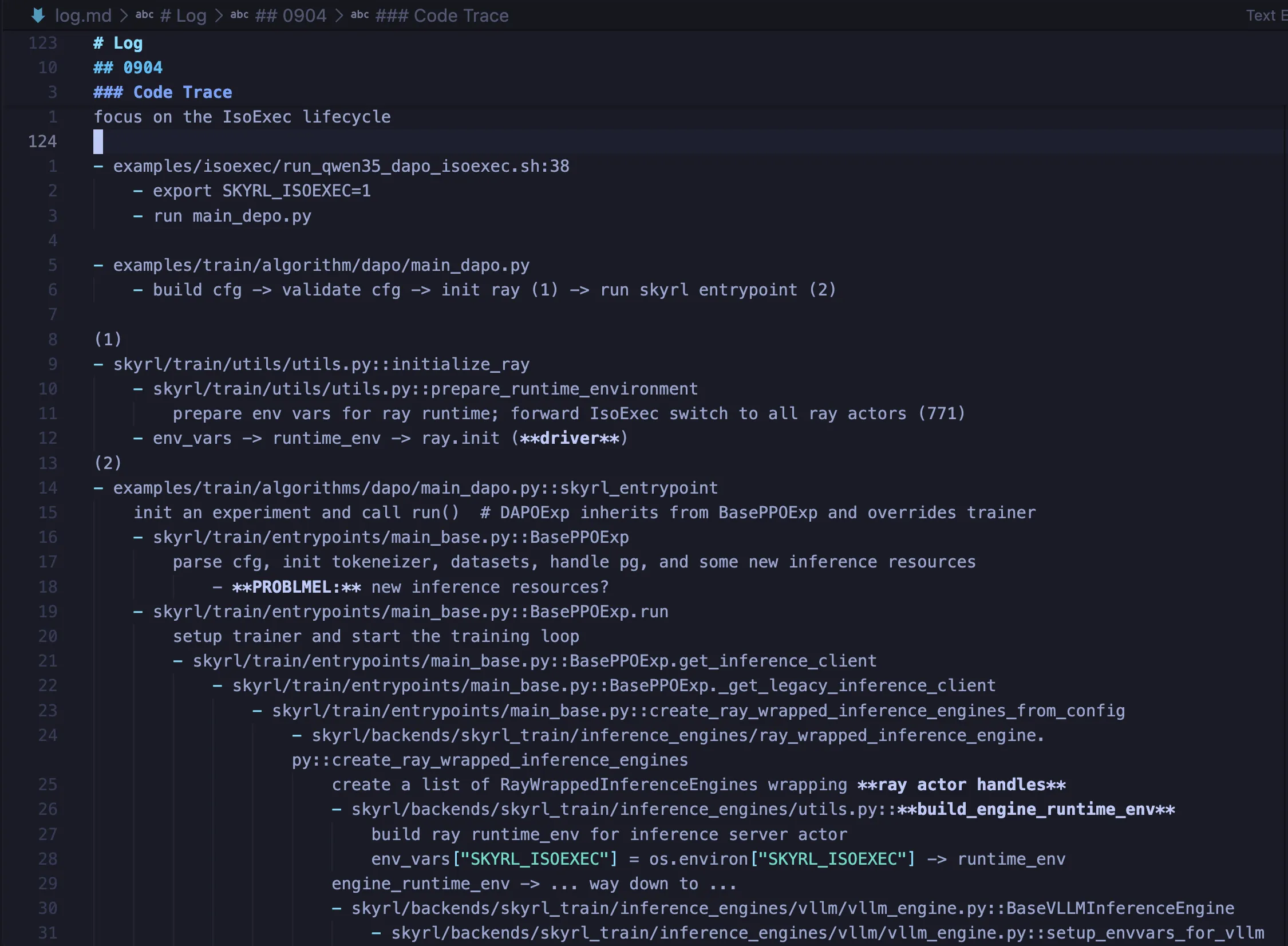 IsoExec lifecycle trace